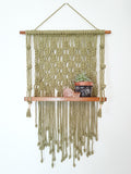 Green macrame shelf