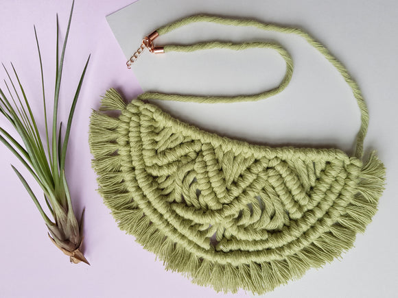 large green macrame necklace